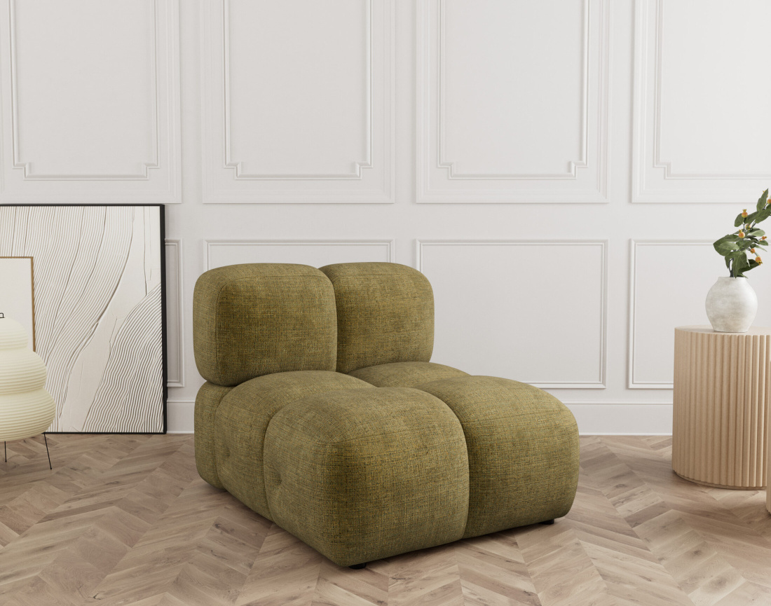 Module d'assise sans accoudoir en velours texturé Grace