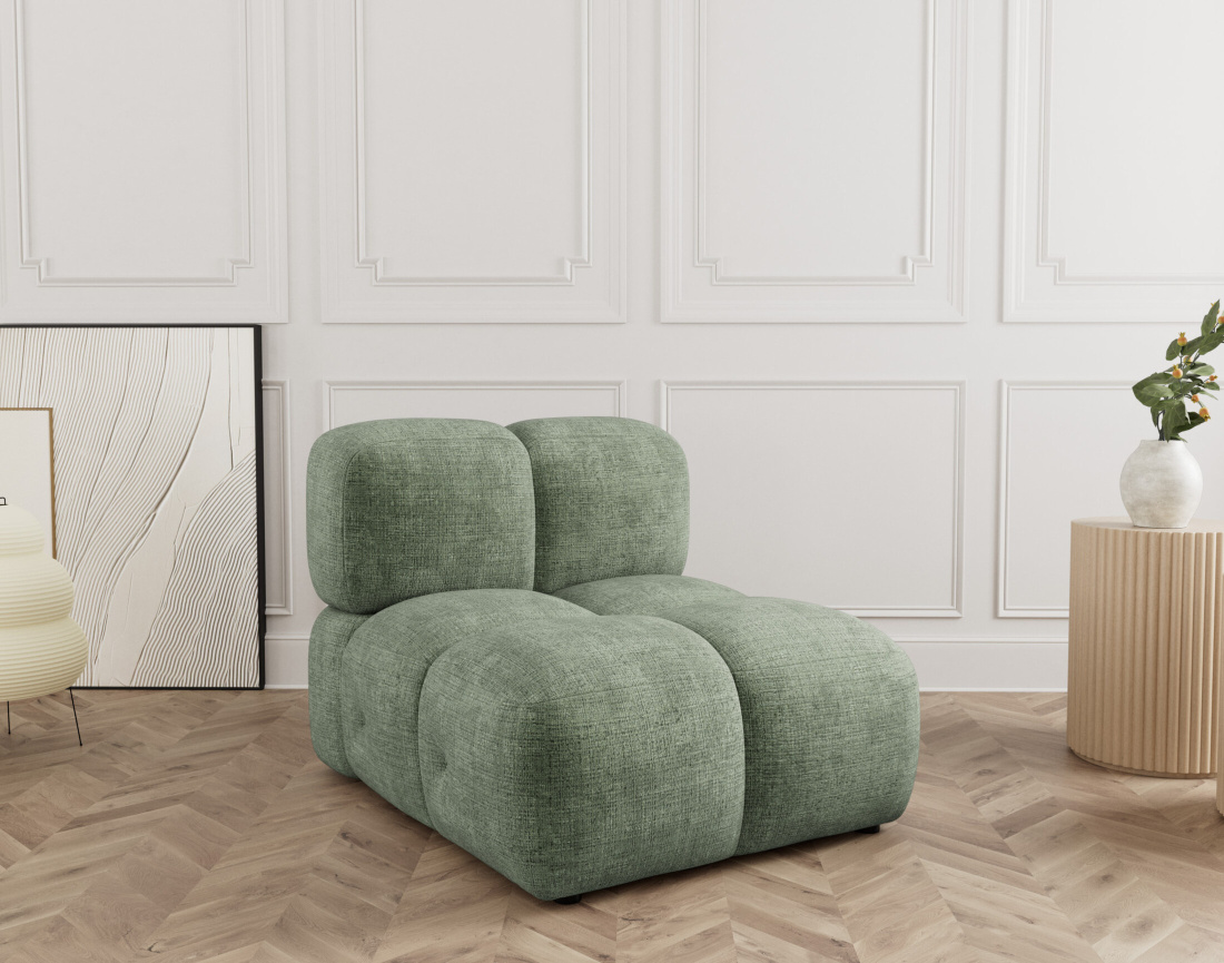 Module d'assise sans accoudoir en velours texturé Grace