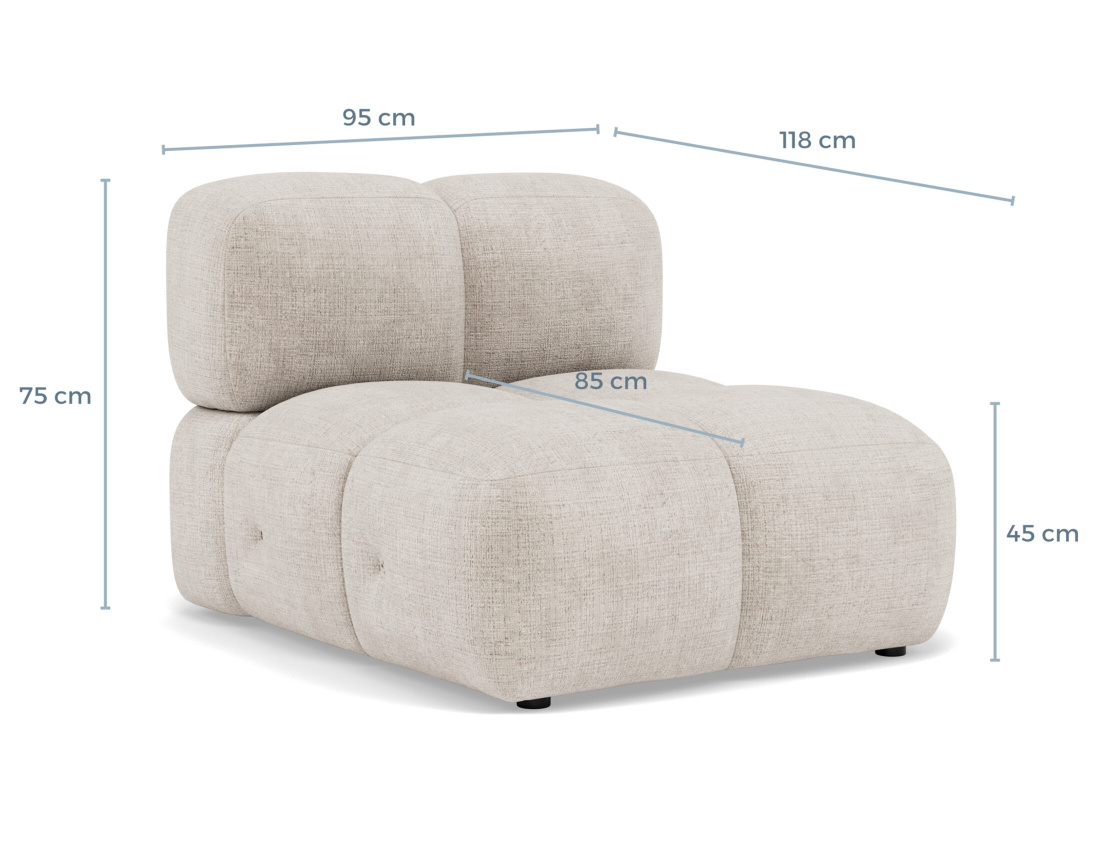 Module d'assise sans accoudoir en velours texturé Grace
