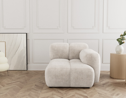 Module d'assise droit en velours texturé Grace