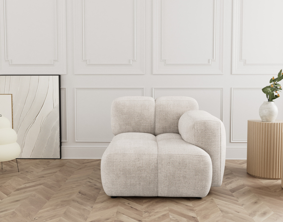 Module d'assise droit en velours texturé Grace