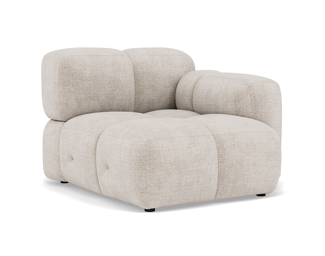 Module d'assise droit en velours texturé Grace