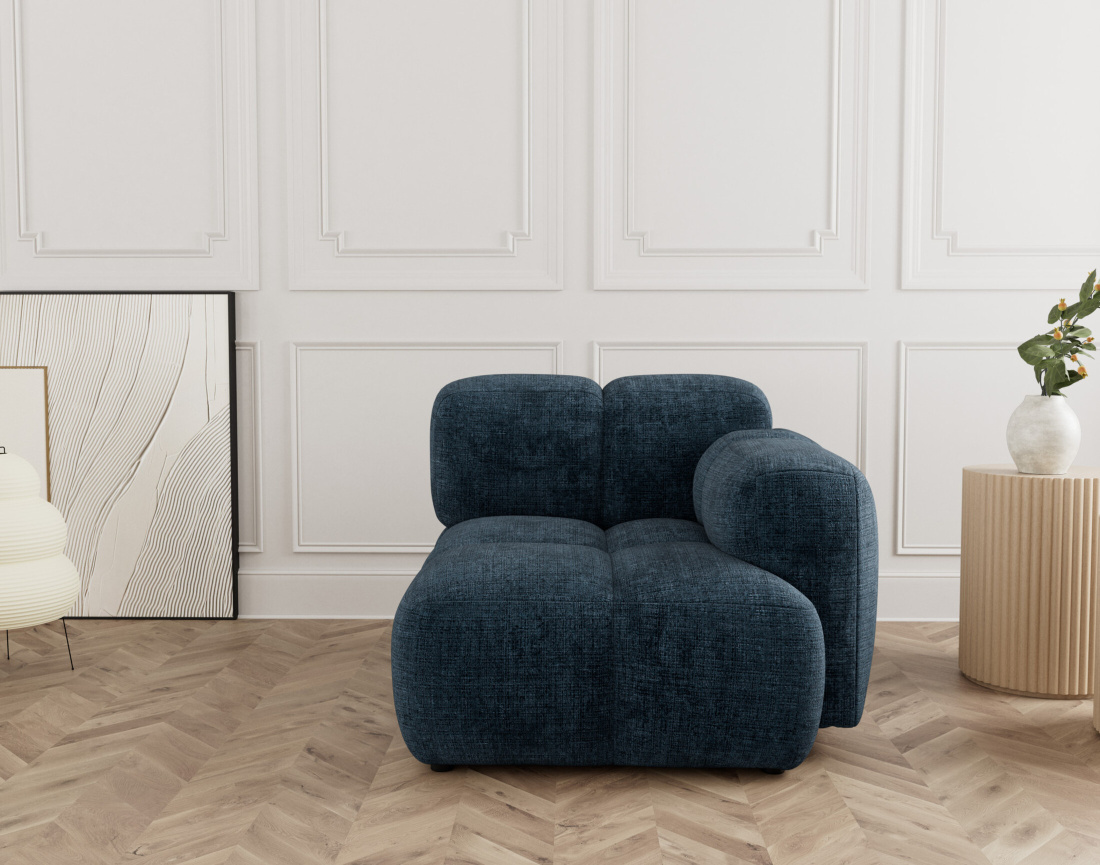 Module d'assise droit en velours texturé Grace