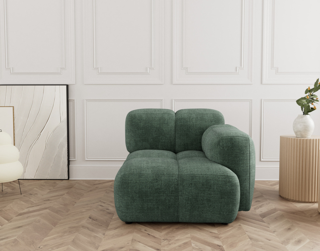 Module d'assise droit en velours texturé Grace