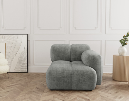 Module d'assise droit en velours texturé Grace