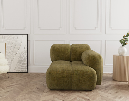 Module d'assise droit en velours texturé Grace