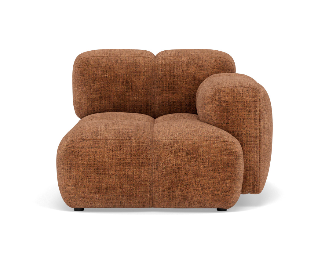 Module d'assise droit en velours texturé Grace