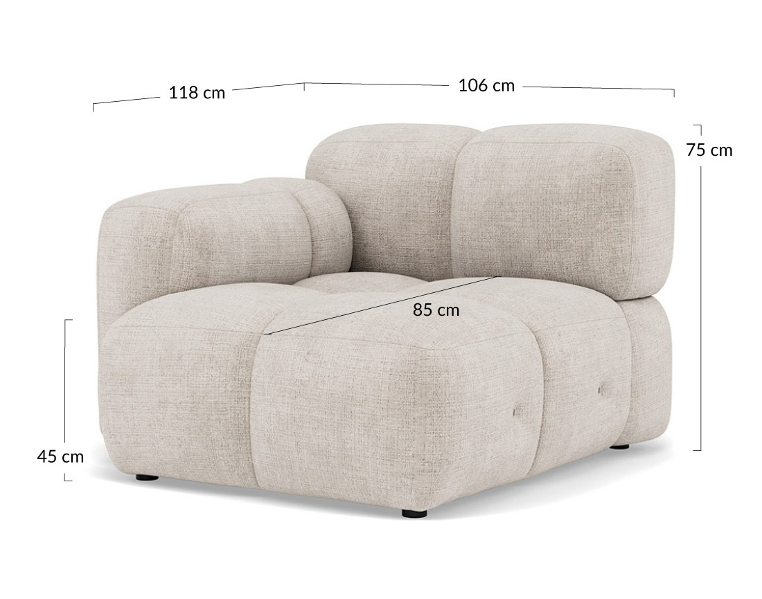 Module d'assise gauche en velours texturé Grace