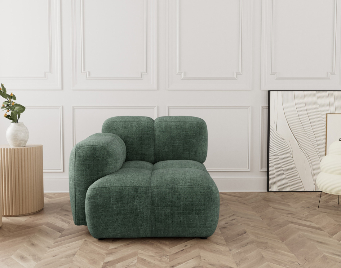 Module d'assise gauche en velours texturé Grace