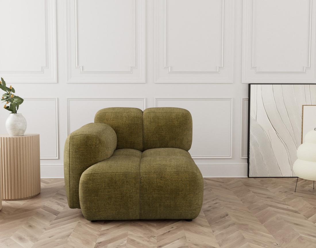 Module d'assise gauche en velours texturé Grace