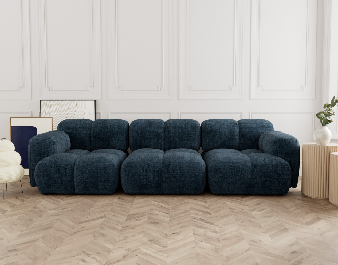 Canapé modulable 3 places en velours texturé Grace