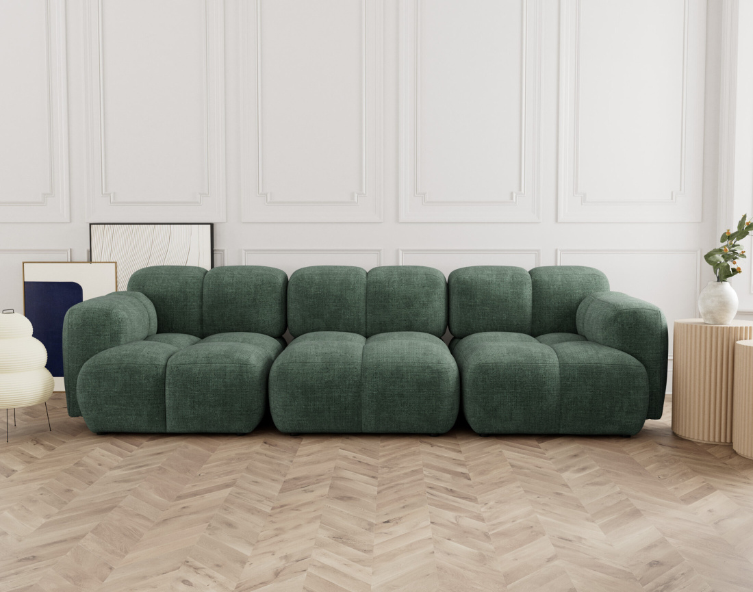 Canapé modulable 3 places en velours texturé Grace