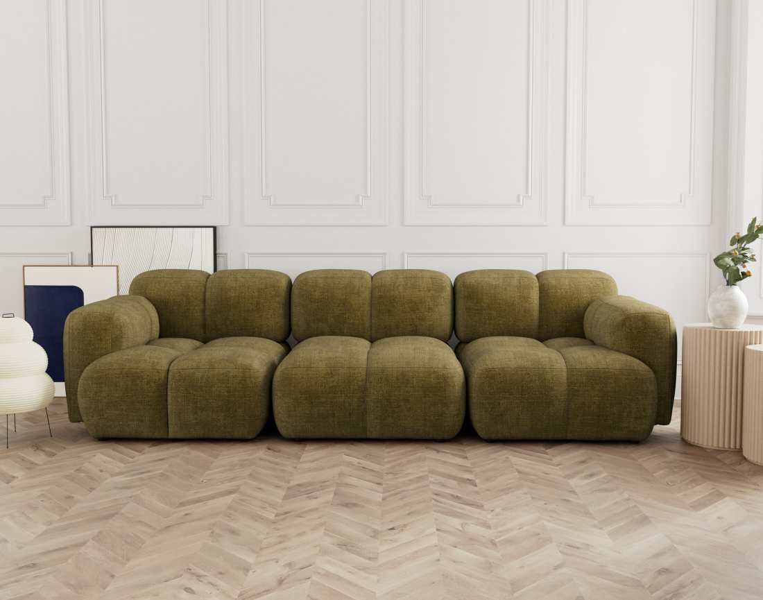 Canapé modulable 3 places en velours texturé Grace