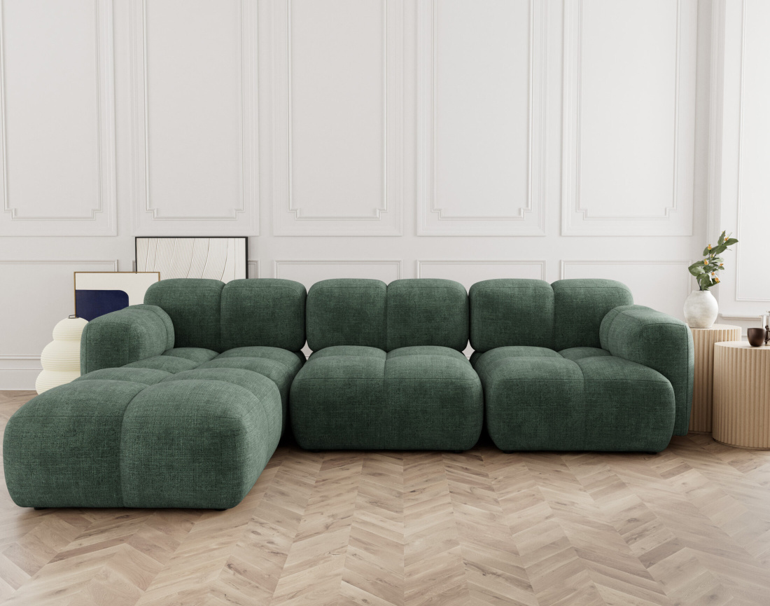 Canapé modulable d'angle réversible 4 places en velours texturé