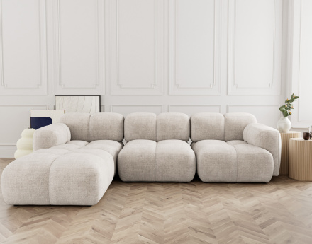 Canapé modulable d'angle réversible 4 places en velours texturé