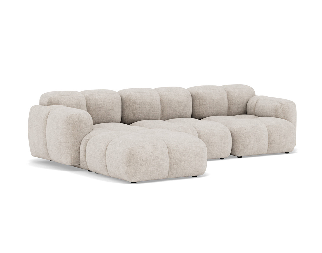 Canapé modulable d'angle réversible 4 places en velours texturé