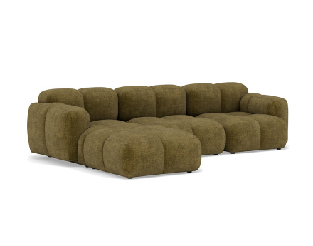 Canapé modulable d'angle réversible 4 places en velours texturé