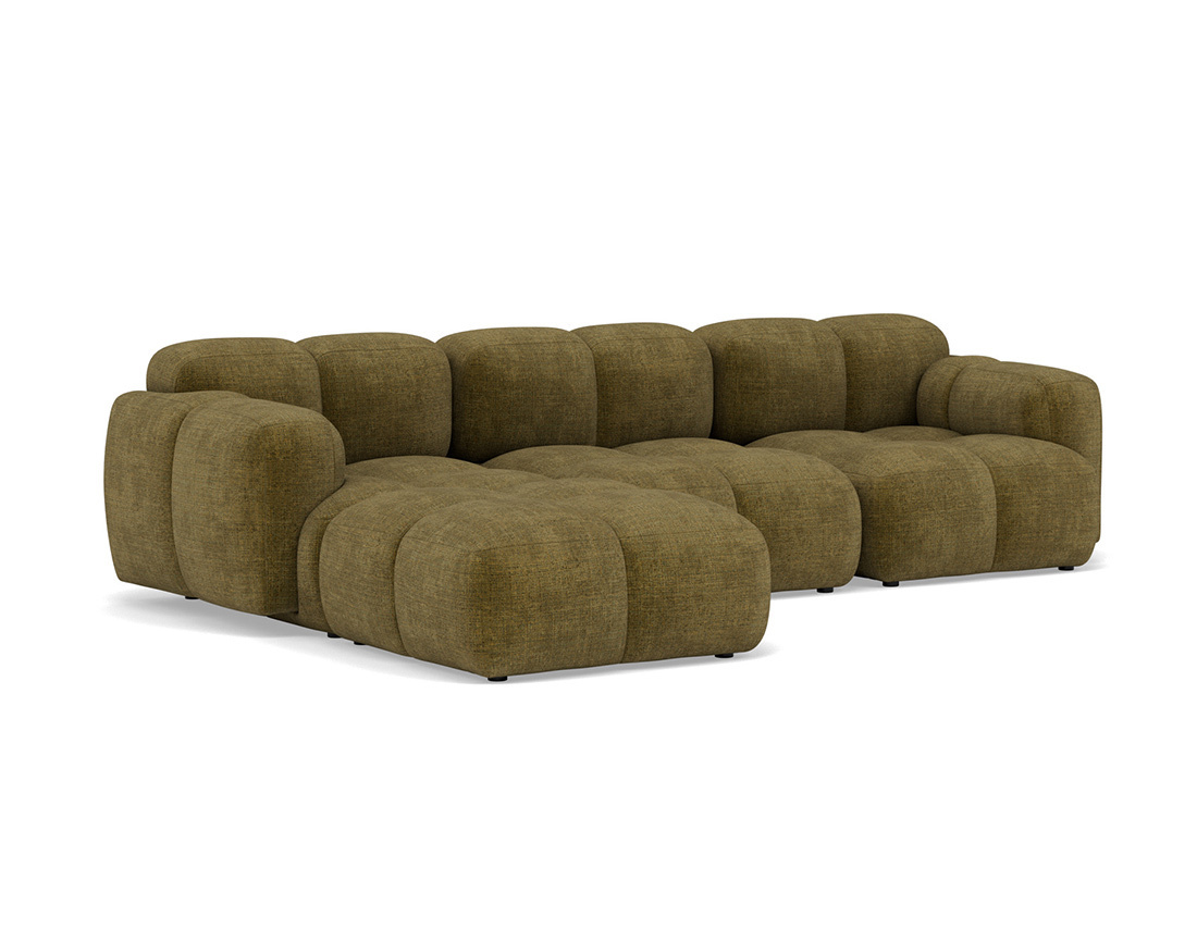 Canapé modulable d'angle réversible 4 places en velours texturé