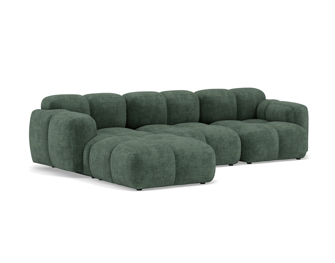 Canapé modulable d'angle réversible 4 places en velours texturé