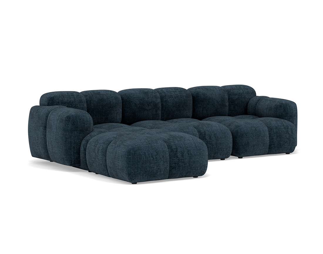 Canapé modulable d'angle réversible 4 places en velours texturé