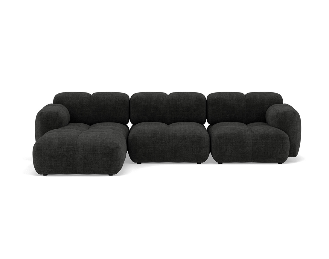 Canapé modulable d'angle réversible 4 places en velours texturé