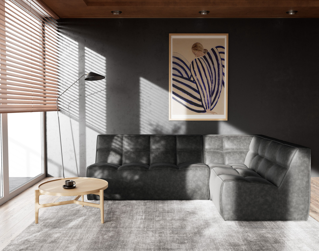 Canapé modulable d'angle réversible 4 places en simili Alya