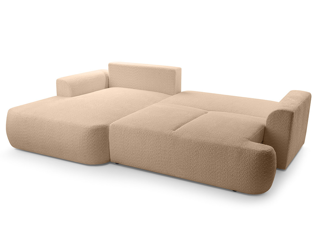 Canapé d'angle gauche 4 places convertible en tissu bouclette Candela