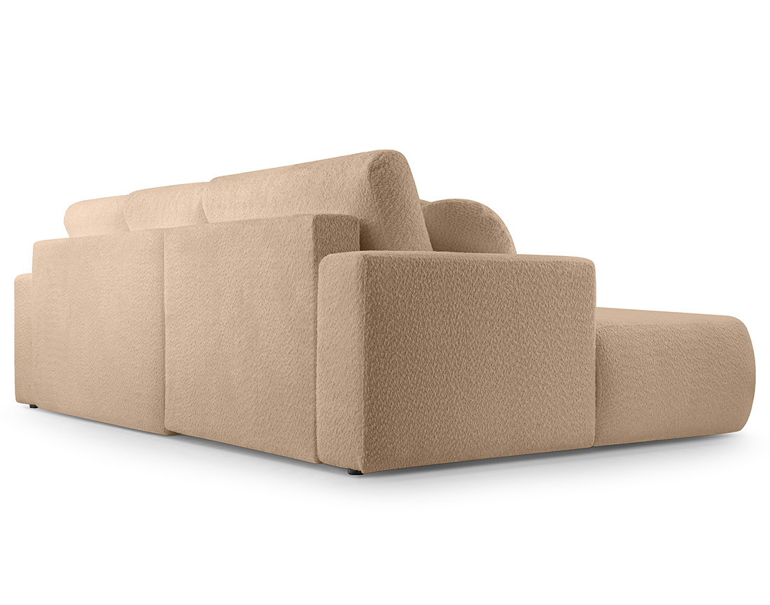 Canapé d'angle gauche 4 places convertible en tissu bouclette Candela