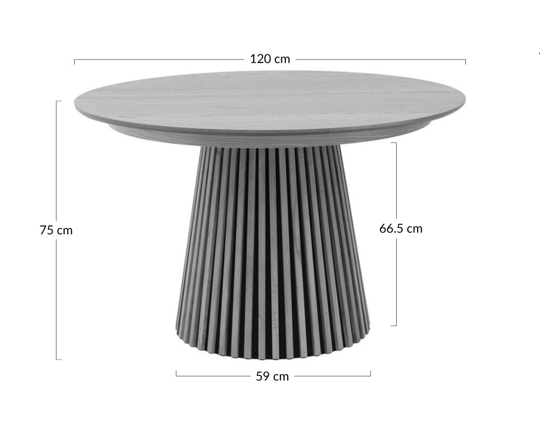 Table à manger ronde extensible bois foncé 4 à 8 personnes Freya