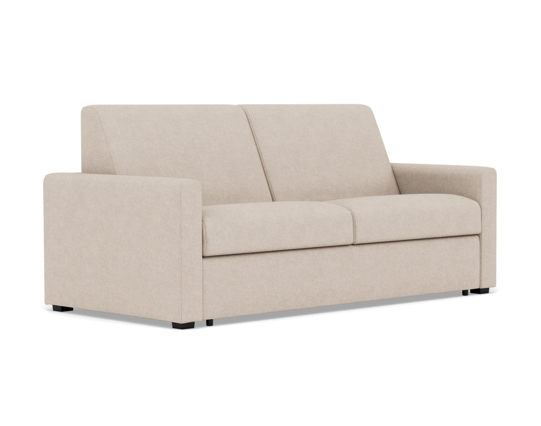 Canapé 3 places convertible couchage quotidien matelas 18 cm en tissu Julia
