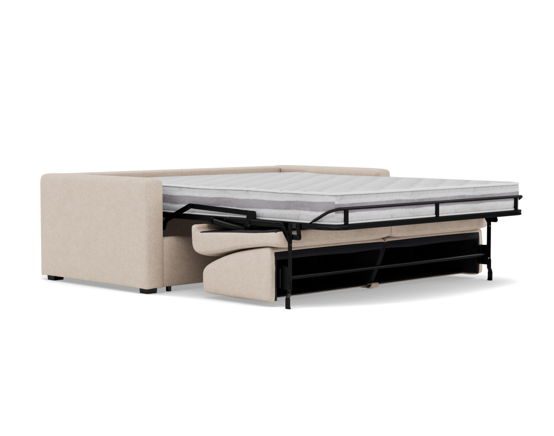 Canapé 3 places convertible couchage quotidien matelas 18 cm en tissu Julia