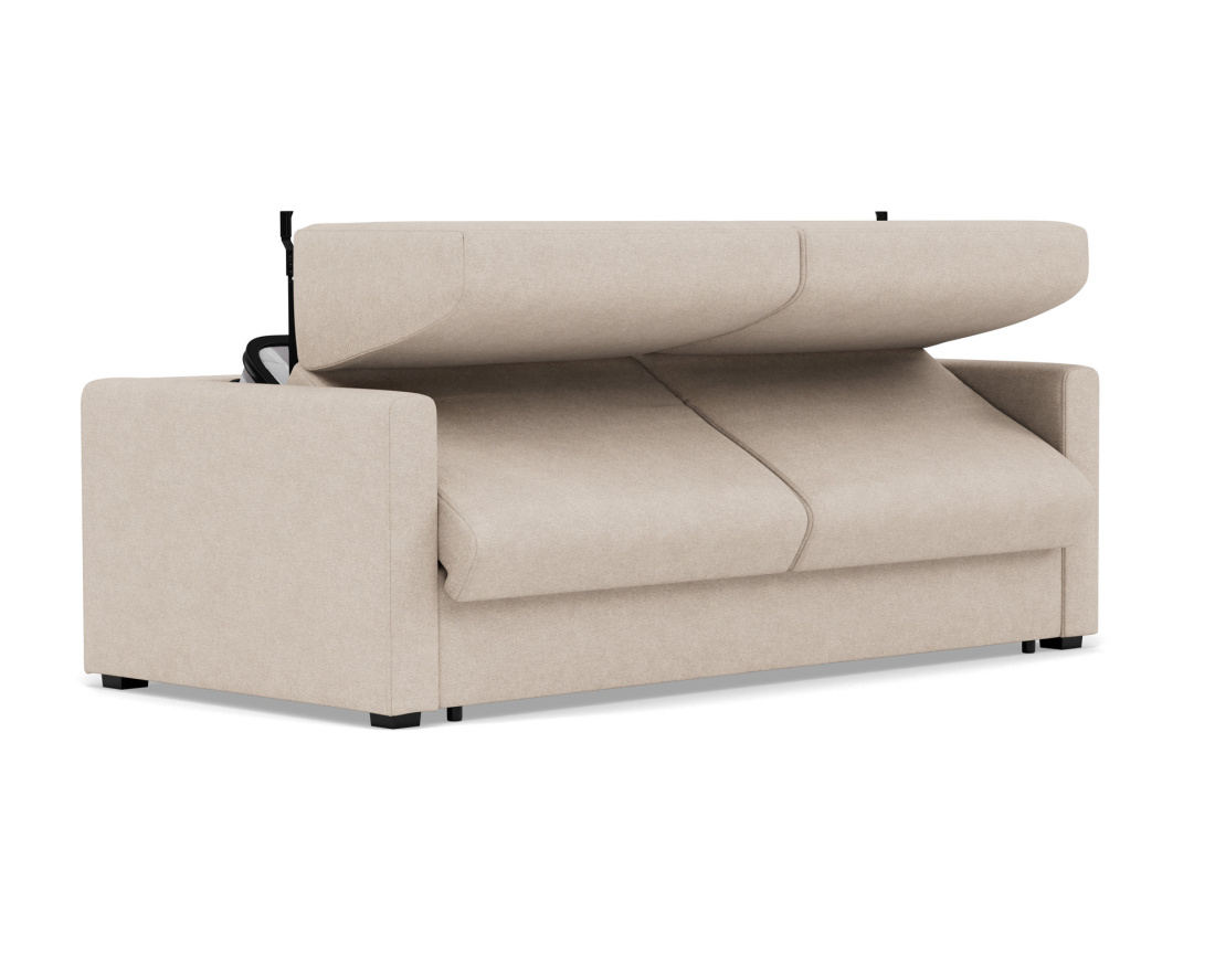 Canapé 3 places convertible couchage quotidien matelas 18 cm en tissu Julia