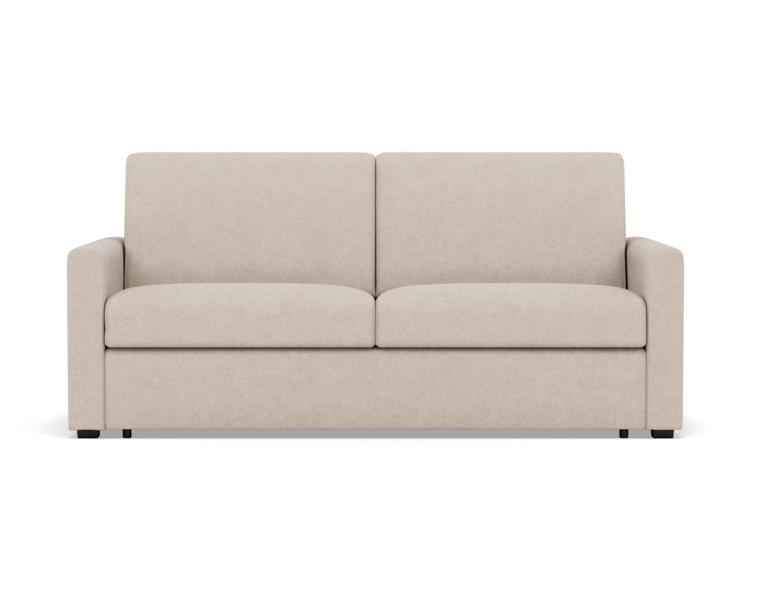 Canapé 3 places convertible couchage quotidien matelas 18 cm en tissu Julia