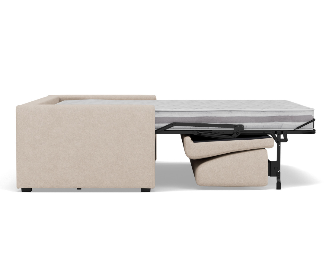 Canapé 3 places convertible couchage quotidien matelas 18 cm en tissu Julia