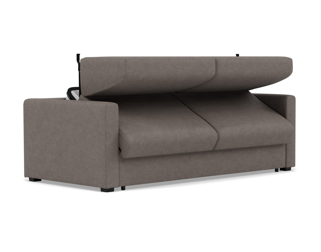 Canapé 3 places convertible couchage quotidien matelas 14 cm en tissu Julia