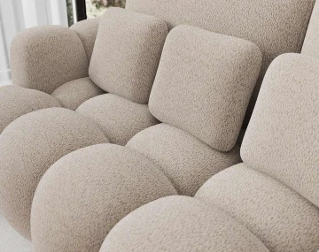 Canapé droit 3 places convertible avec coffre en tissu bouclette Dorian