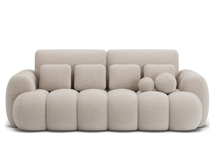 Canapé droit 3 places bubble convertible avec coffre en tissu bouclette Dorian