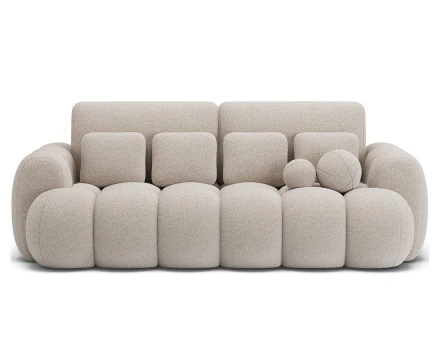 Canapé droit 3 places convertible avec coffre en tissu bouclette Dorian