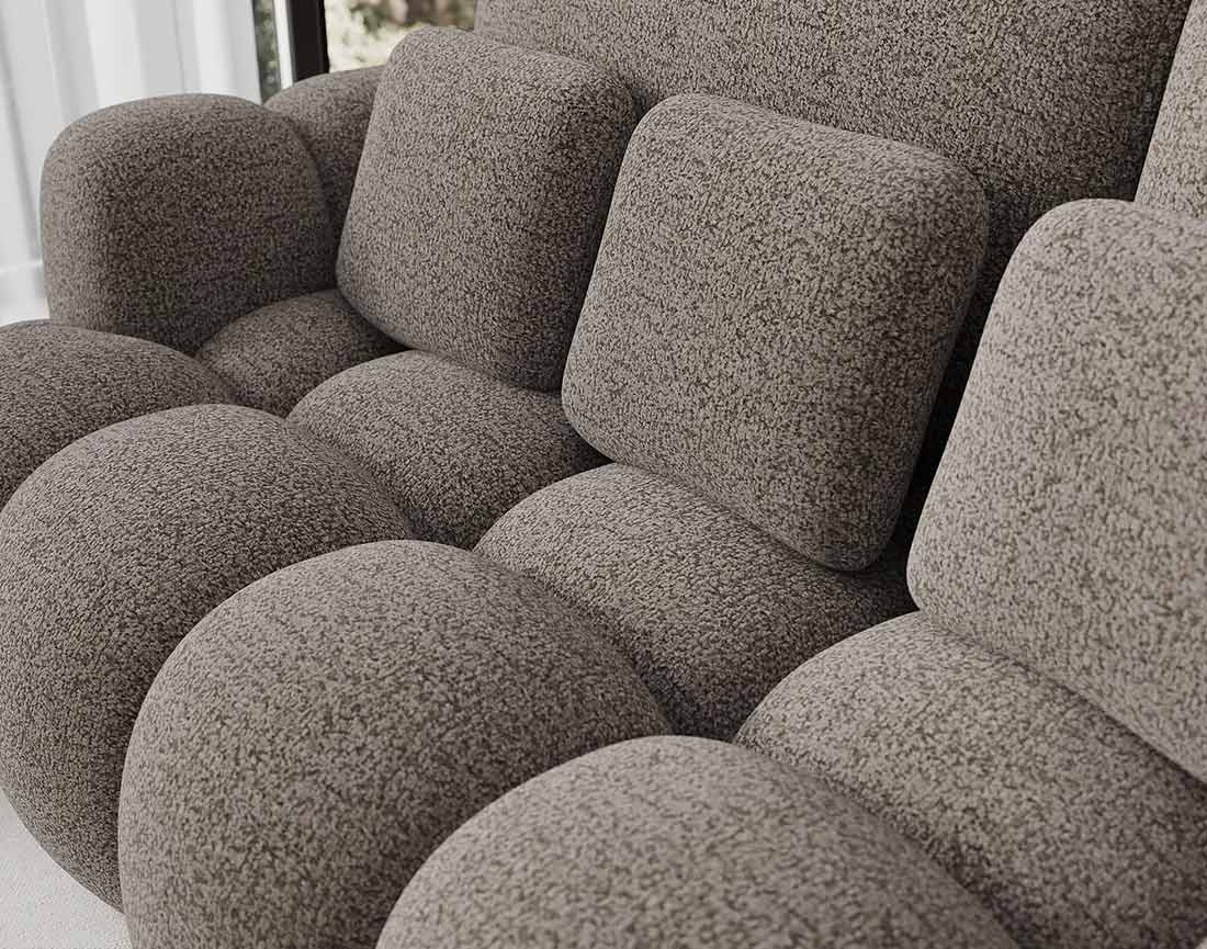 Canapé droit 3 places convertible avec coffre en tissu bouclette Dorian