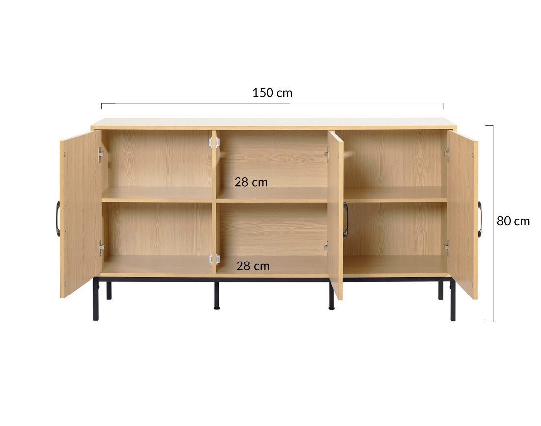 Buffet bas bois 3 portes 150 cm Nagato