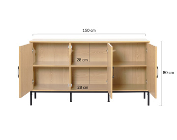 Buffet bas bois 3 portes 150 cm Nagato