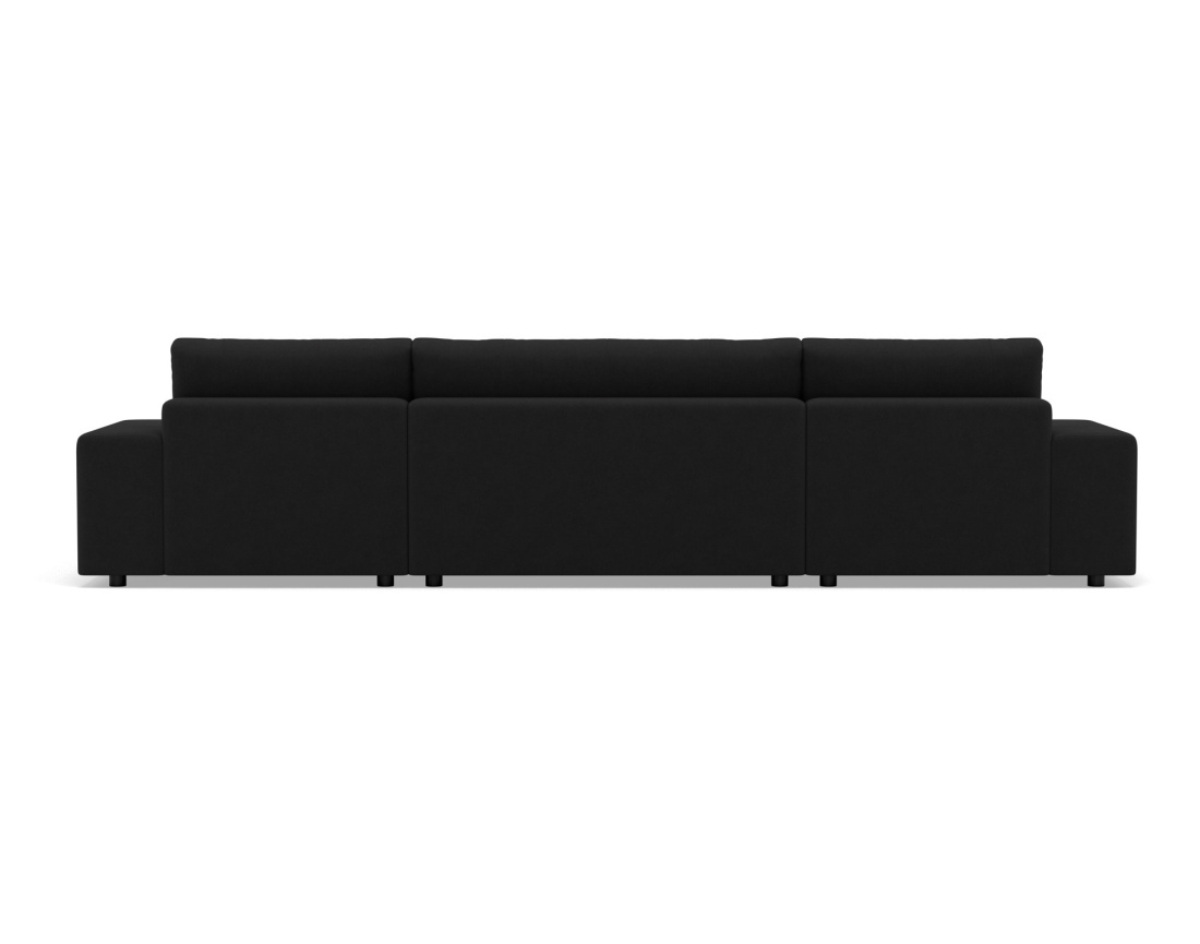 Canapé panoramique en U 7 places convertible avec coffre en velours texturé Bastian Canapé panoramique en U 7 places convertible avec coffre en velours texturé Bastian