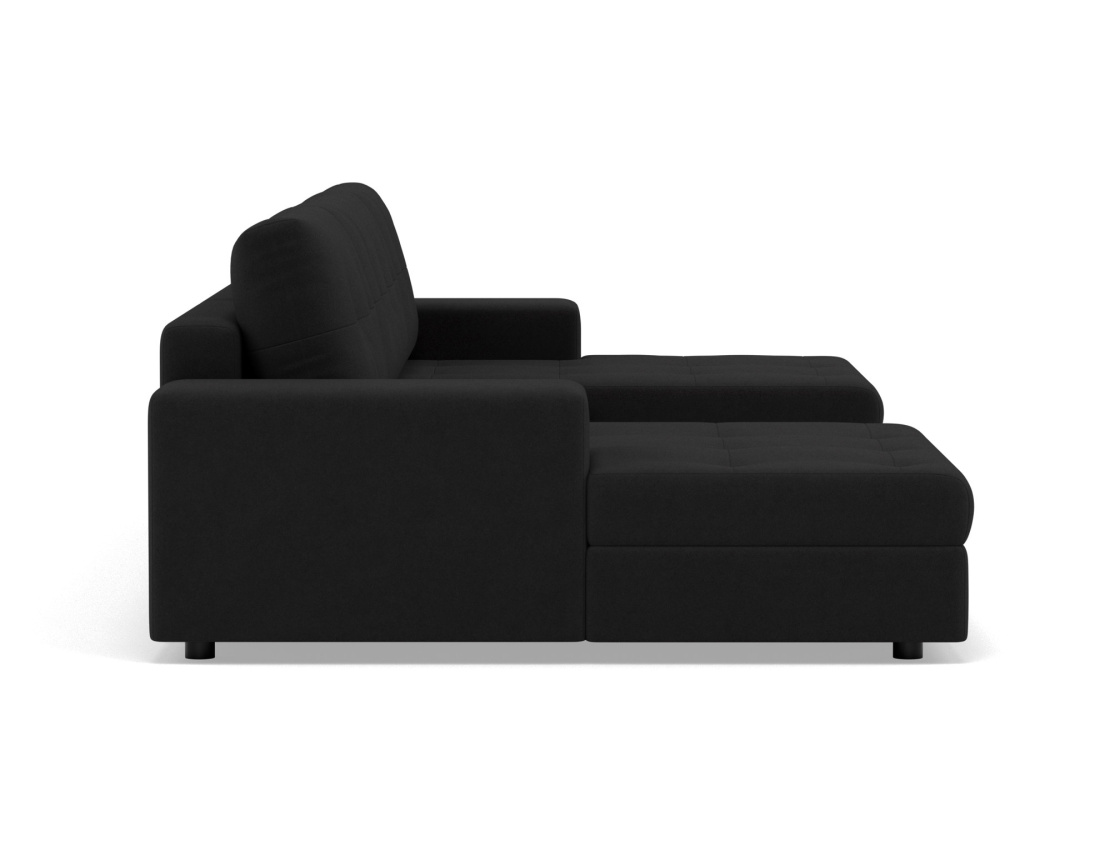 Canapé panoramique en U 7 places convertible avec coffre en velours texturé Bastian Canapé panoramique en U 7 places convertible avec coffre en velours texturé Bastian