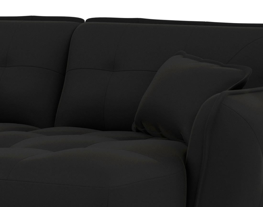 Canapé droit 4 places avec double méridienne assise profonde en tissu texturé Thais
