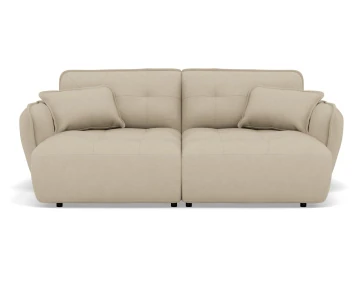 Canapé droit 4 places avec double méridienne assise profonde en tissu texturé Thais