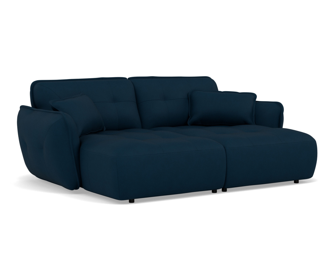 Canapé droit 4 places avec double méridienne assise profonde en tissu texturé Thais