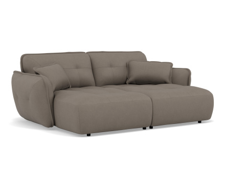 Canapé droit 4 places avec double méridienne assise profonde en tissu texturé Thais