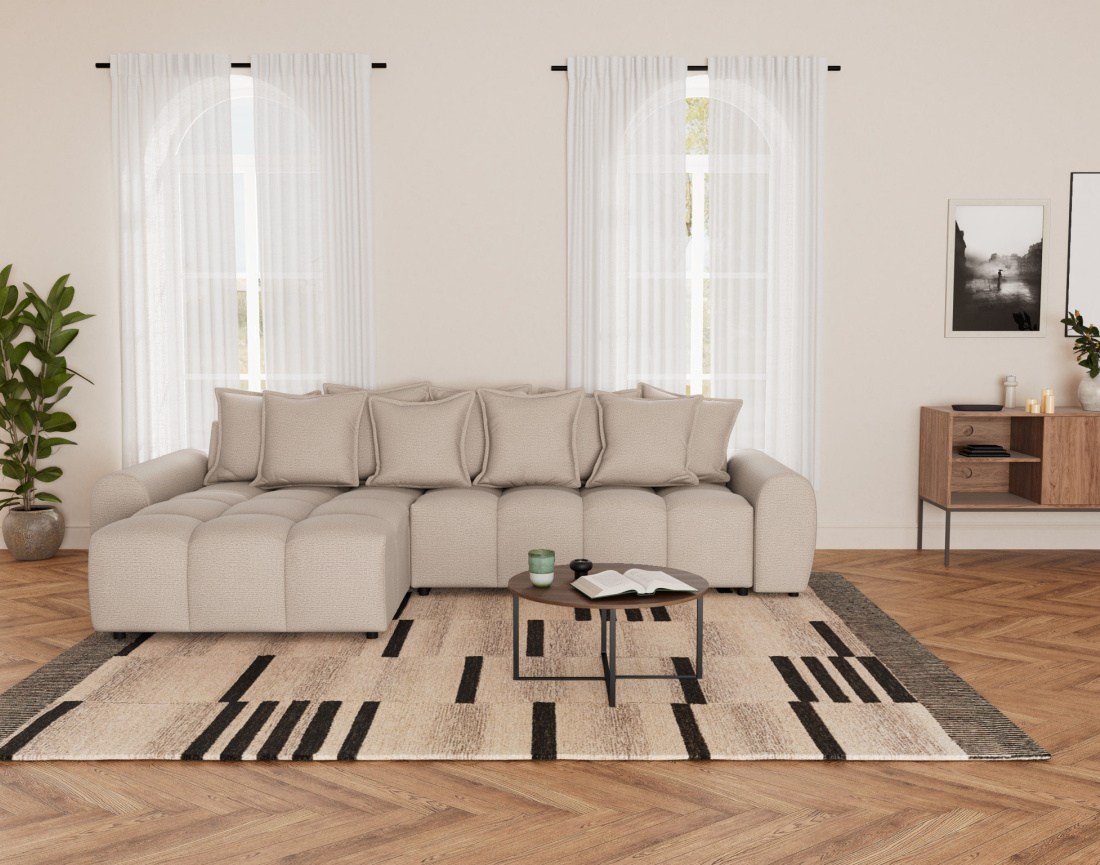 Canapé d'angle réversible 4 places en tissu texturé Adelaide