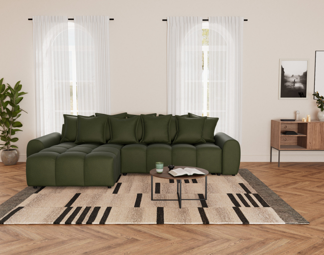 Canapé d'angle réversible 4 places en tissu texturé Adelaide