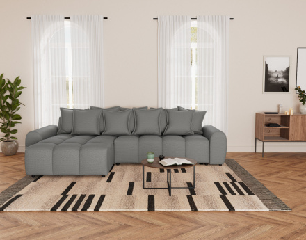 Canapé d'angle réversible 4 places en tissu texturé Adelaide